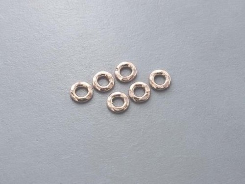6 of Karen hill tribe Rose Gold Vermeil Style Hammered Closed Jump Rings 6mm.