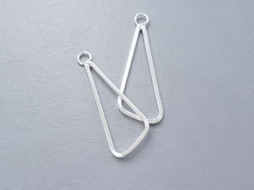 2 of 925 Sterling Silver Triangle Pendants 10x29 mm. Polish Finished .