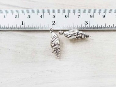 Karen Hill Tribe Silver Seashell Charms 9x21 mm.