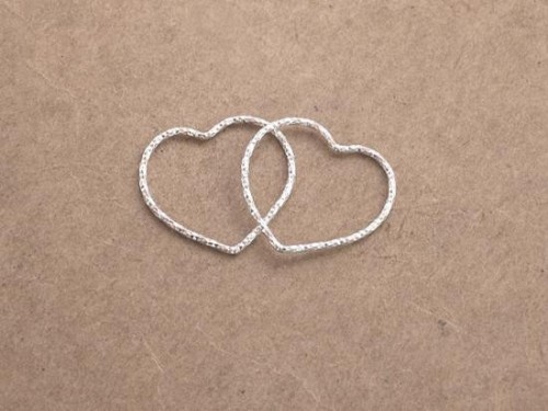 4 of 925 Sterling Silver Diamond Cut Heart Links, Connectors 20x1 mm.