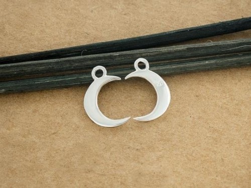 2 of 925 Sterling Silver Crescent Moon Pendants 10x12 mm. Polished finish