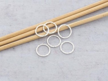6 of 925 Sterling Silver Diamond Cut Circle Links, Connectors 10x1 mm.