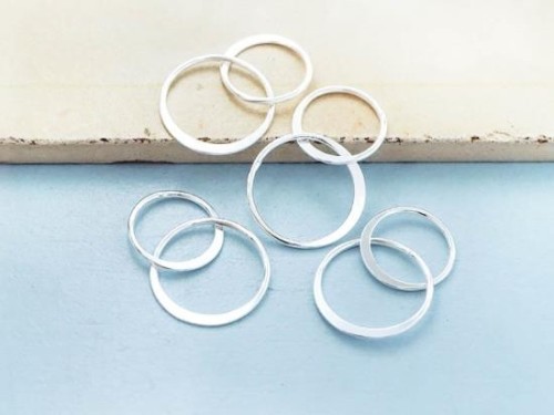 4 of 925 Sterling Silver Double Circle Rings Charms, Links, Connectors 12mm. & 15mm.